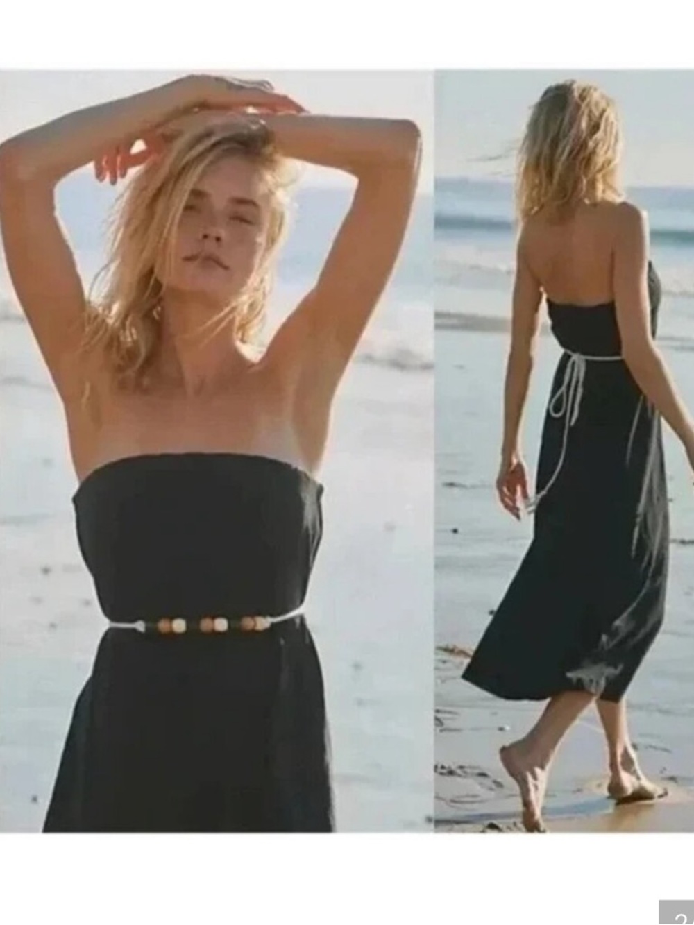 Free People Black Payton Strapless Midi Dress Includes beaded belt